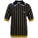 YUAN - Striped knit polo top