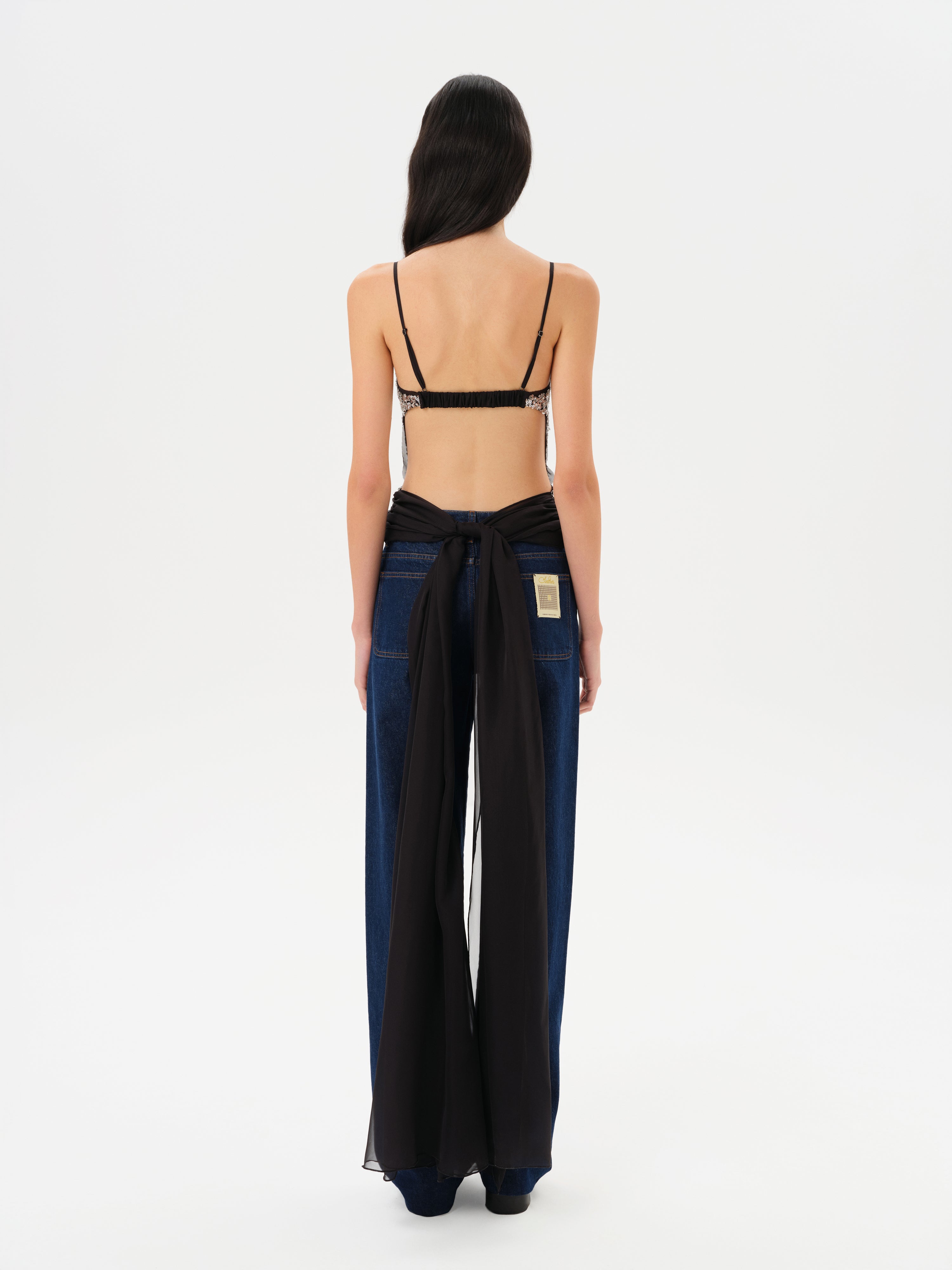 ZAYA - Embellished sequin top with a deep V neckline
