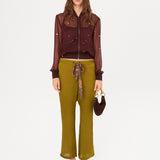 AMELIE - Bead-embellished sheer top with front zip