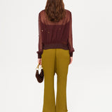 AMELIE - Bead-embellished sheer top with front zip