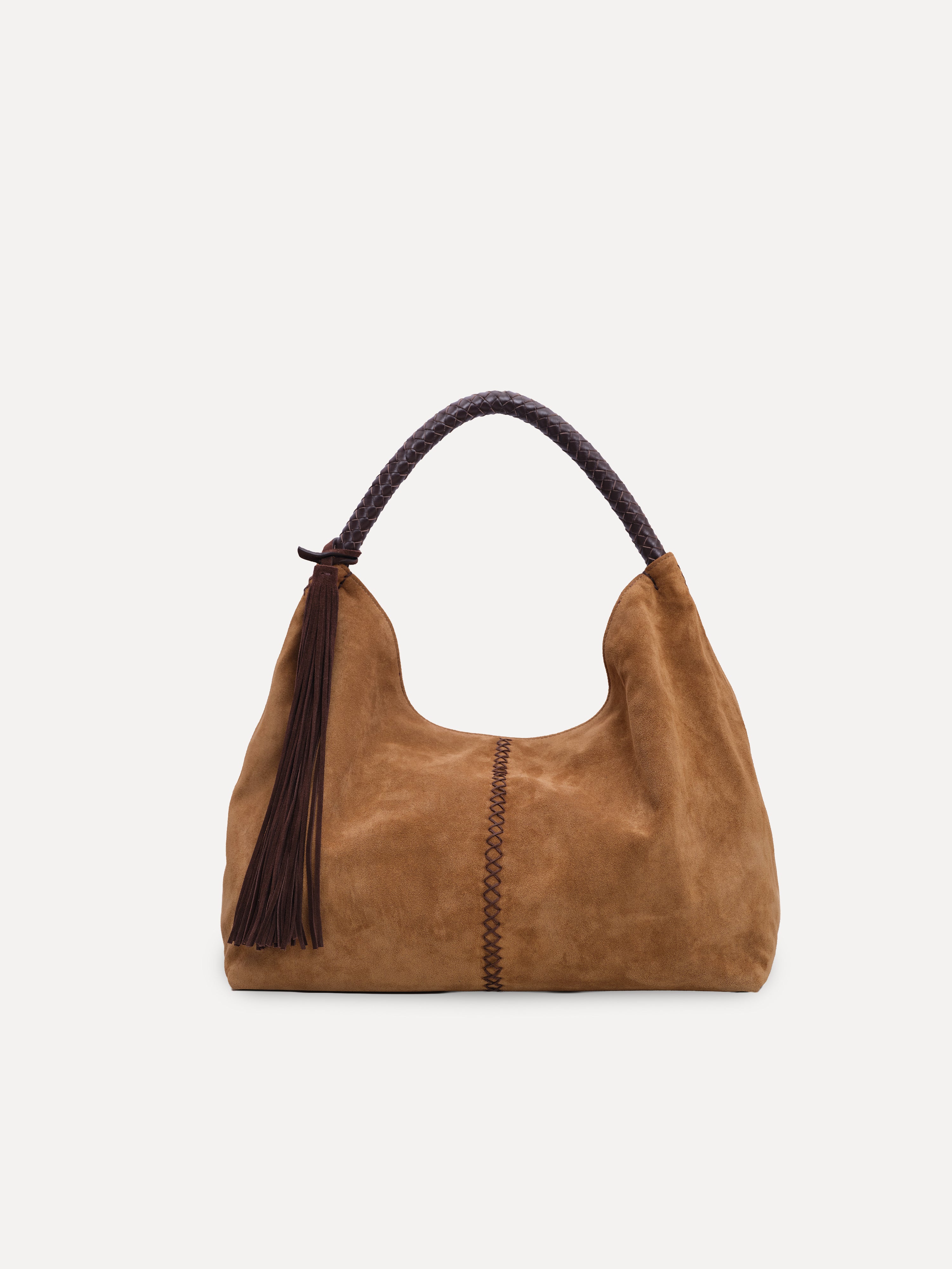 GALIA MEDIUM - Suede shoulder bag with removable tassel charm