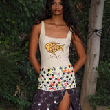 SCALY - Fishprint one-piece swimsuit with chain belt