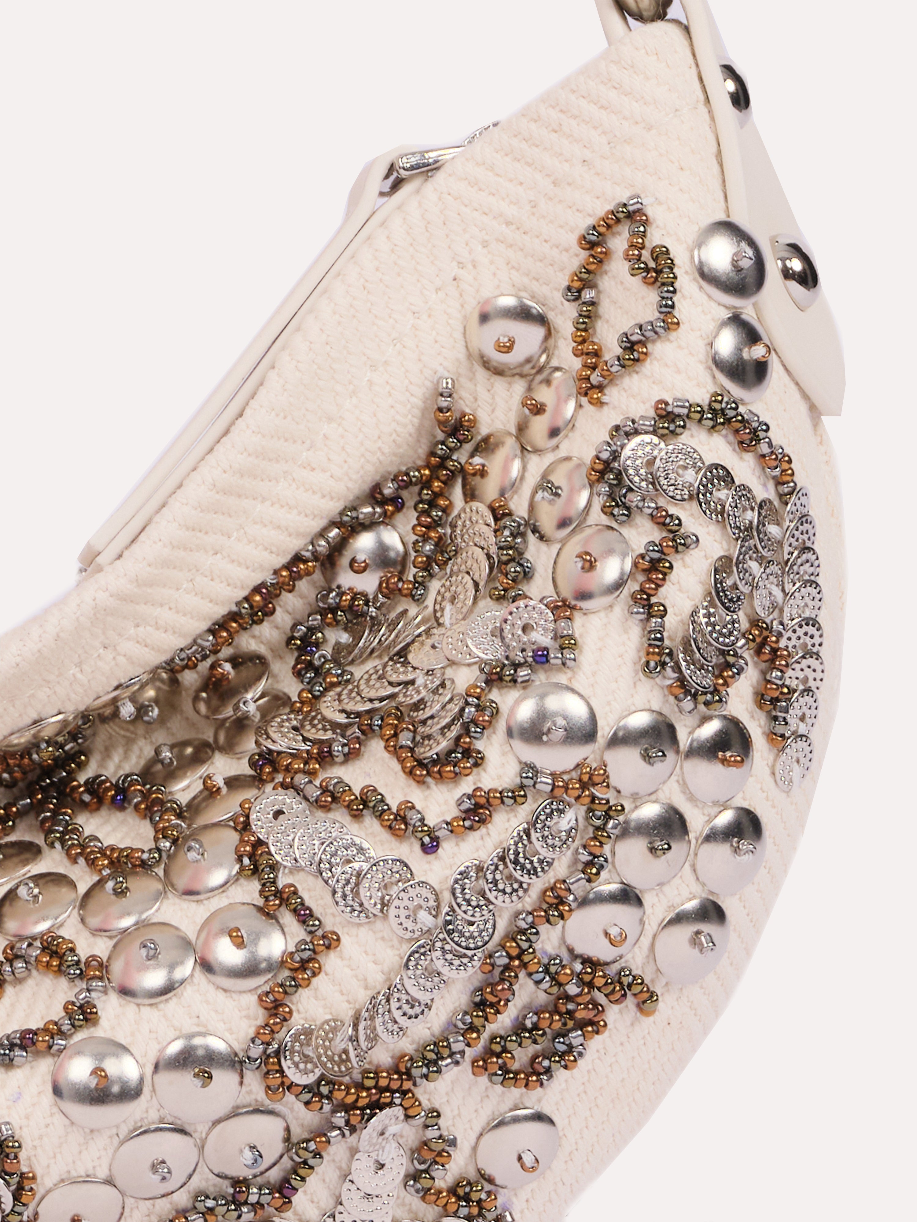 CHÉRIE SMALL - Canvas hobo bag with metal top handle