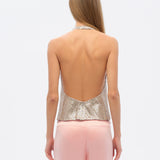 LORENZA - Sequined halterneck tank top