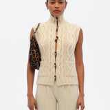 LESNA - High-neck cable knit vest