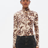 MON - Long sleeve animal-print turtleneck top