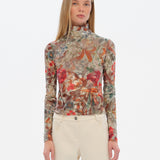 MON - Long sleeve floral-print devoré turtleneck top