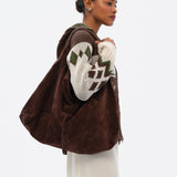 GALIA - Oversized suede tote bag with woven handle