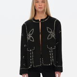 METZY - Cropped embellished and stud detailed jacket