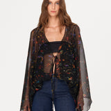 ERUS - Printed wide sleeve wrap top