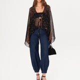 ERUS - Printed wide sleeve wrap top