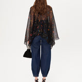 ERUS - Printed wide sleeve wrap top