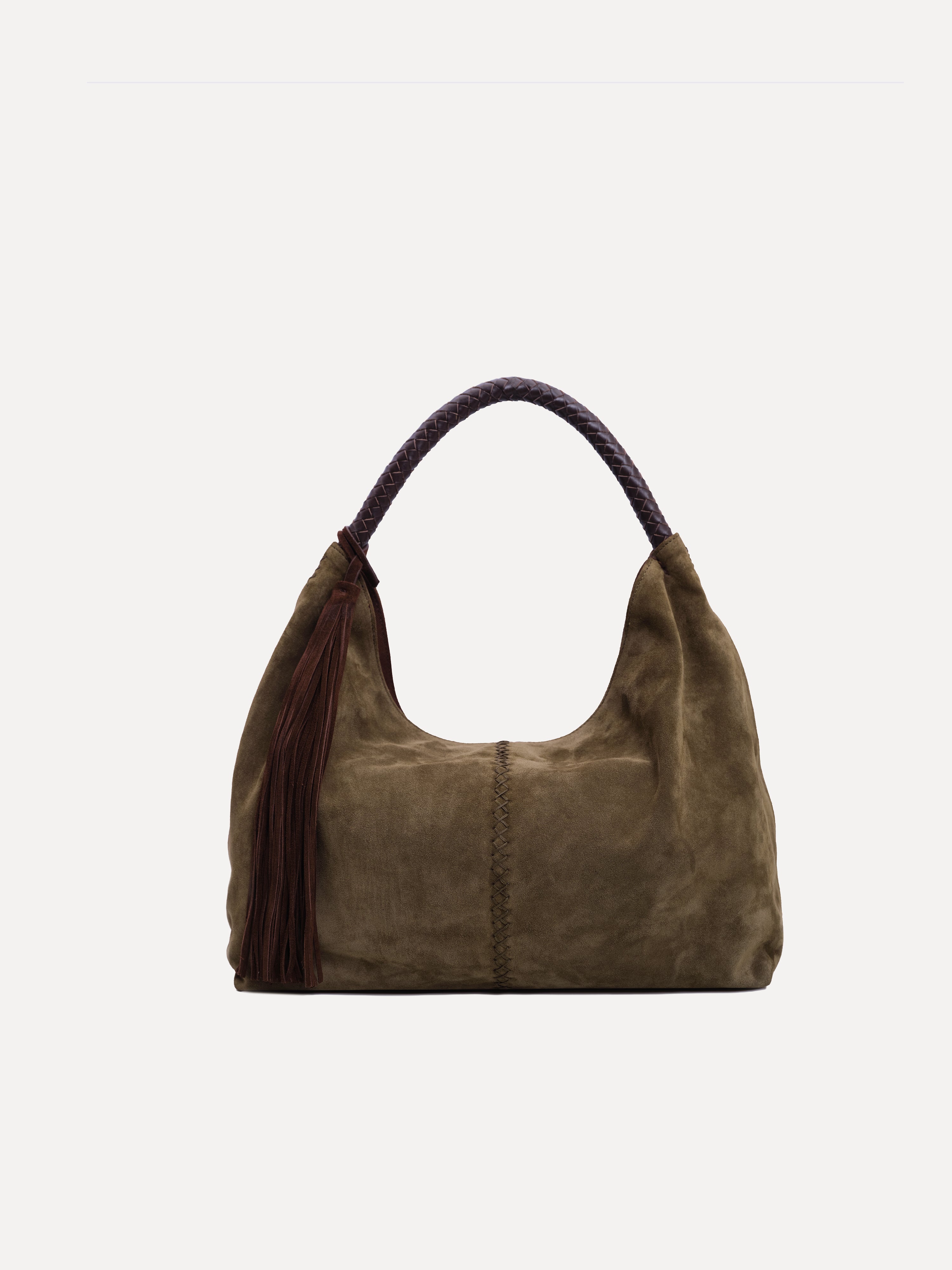 GALIA MEDIUM - Suede shoulder bag with removable tassel charm