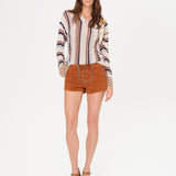 LEA - Stud detailed front-tie suede shorts