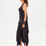 LUNN - Halterneck ruffled midi dress with front slit