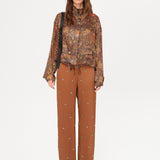 MANOCE - Bead-embellished wide-leg drawstring pants
