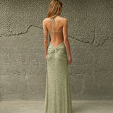 NENSI - Gold studded jersey slip maxi dress