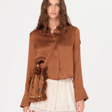 SEZANNE - Button-down cropped shirt with detachable mini-pouch