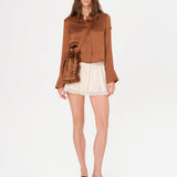 SEZANNE - Button-down cropped shirt with detachable mini-pouch