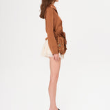 SEZANNE - Button-down cropped shirt with detachable mini-pouch