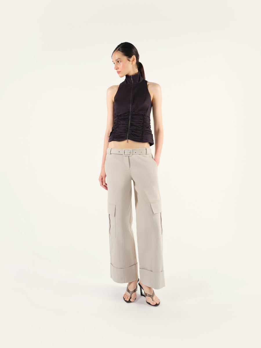 LETO - Wide-leg cargo pants with detachable belt