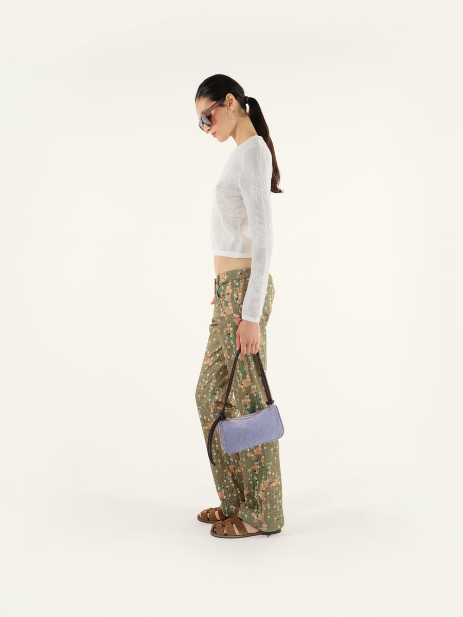 SAREL - Floral printed low-rise straight-leg pants