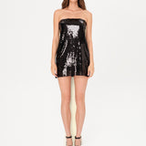 YSOLDE - Mini sequined dress with long tie-bow
